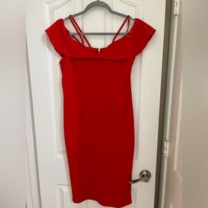 Haute Monde Vibrant Sexy Red Midi Dress